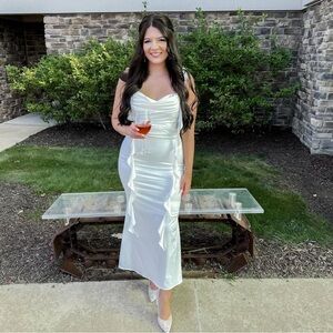 Elegant White Satin Dress